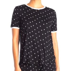 DKNY Black Read My Lips Printed Short Sleeve T-shirt / Pajama Top